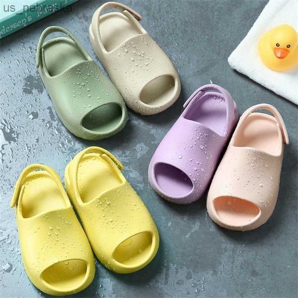 

designer slipper kids sandals summer toddler children outdoor sport shoes boys girls baby soft sole lightweight indoor antislip slides 22083, Black;grey