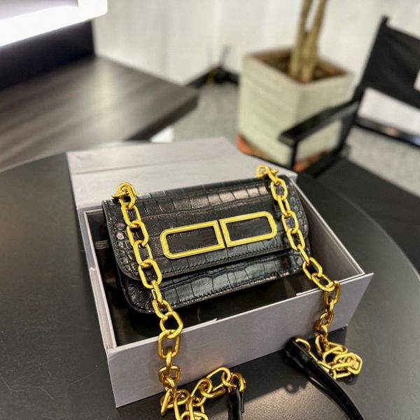 

women's handbag designer bag fashion shoulder bag leather alligator print alphabet bag premium classic chain bag banquet commuter cross