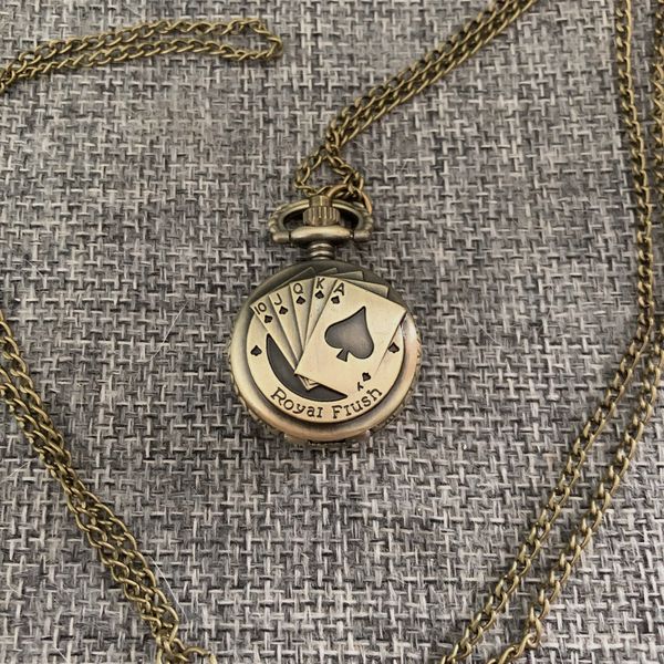 

hollow out non mechanical pocket watch for elementary school students, male and female scholars, retro style flip over for the elderly, only, Slivery;brown