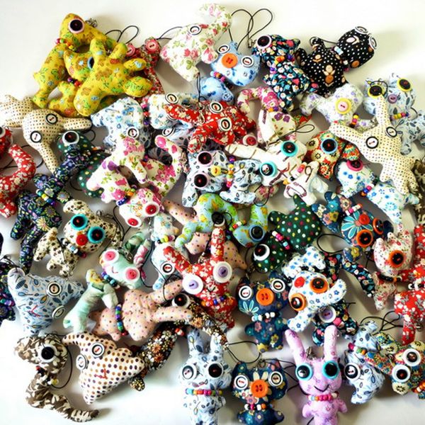 

wholesale of creative handmade fabric button dolls, Blue