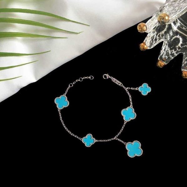 

clovers bracelet fashion jewelry women ladies bracelet blue leaf clover charm bracelets silver thin chain stainless steel bracelet, Black