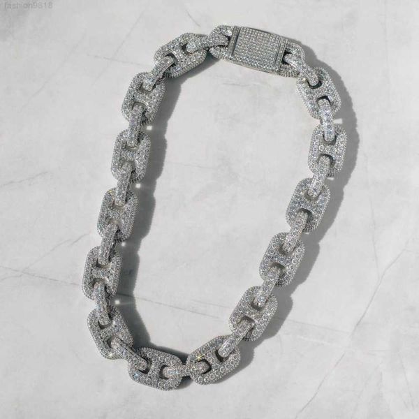 

sparkle gorgeous 19mm moissanite diamond double g link hip hop vvs iced out chain moissanite, Silver