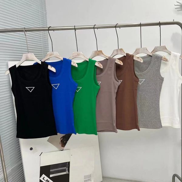 

designer women's thread embroidery cotton blend vest shorts skirt yoga one-piece vest for women solid t-shirt for women, White