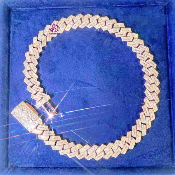 

heavy miami hip hop cuban chain 18mm iced out 925 silver d color vvs moissanite fashion cuban necklaces