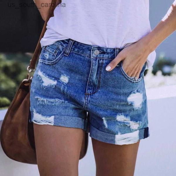 

new summer women's denim shorts casual fashion loose hole jeans shorts with pockets cool women denim booty shorts 2023 l230522, White;black