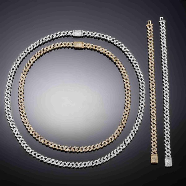 

7mm hip hop mwn and woen bead necklace 925 silver cubqan chain