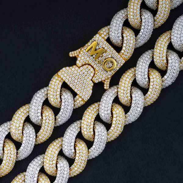 

qianjian 925 silver custom hip hop jewelry vvs moissanite diamond iced 10mm cuban link chain necklace