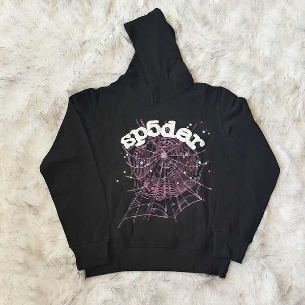 

men's hoodies sweatshirts pullover red sp5der young thug 555555 angel hoodies men high-quality shoe printing spider web sweatshirts, Black