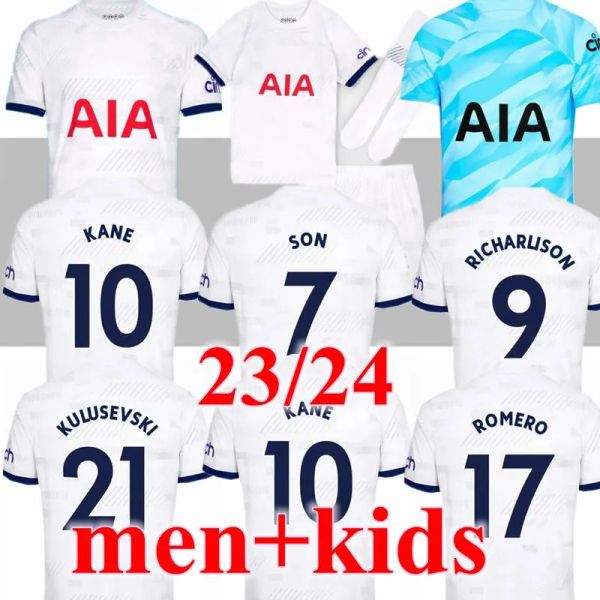 

23 24 soccer jerseys kulusevski kane son tottenham richarlison perisic pedro porro 2023 2024 danjuma romero football kit shirt spurs men kid, Black;yellow