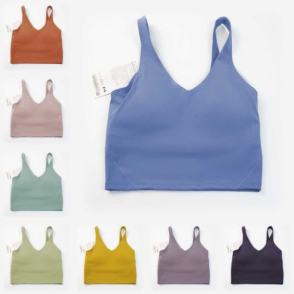 

lulu bra vest designer womens yoga outfit lemons fitness bra butter soft women sport tank gym crop vest beauty back shockproof with removab, Gray