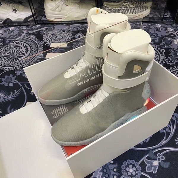 

2023 new back to the future automatic laces air mag sneakers marty mcfly's led shoes back to the future glow in dark gray mcflys back t, Black