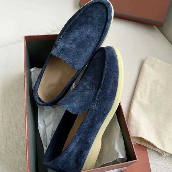 

dress shoes loros luxury designer shoes summer charms embellished walk suede loafers couple genuine mens womens leather casual slip on flats, Black