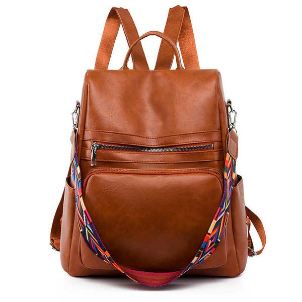 

backpack solid color leather women backpacks female shoulder bags girls school bag travel bagpack ladies sac a dos back pack j230517