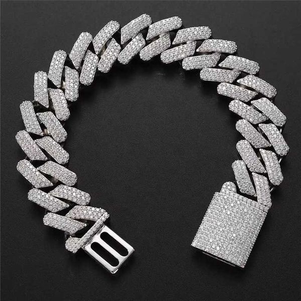 

cuban chain bracelet plated vvs moissanite diamond iced out cuban link chain gold 925 sterling silver classic for free