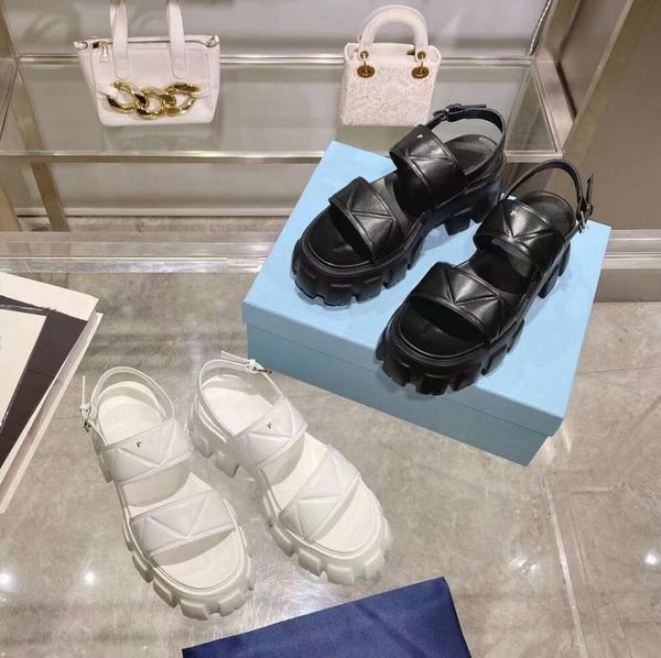 

new style monolith sandal designer thick-soled sandal women classic leisure p sandal luxury gladiator sandal black white fashion women monol