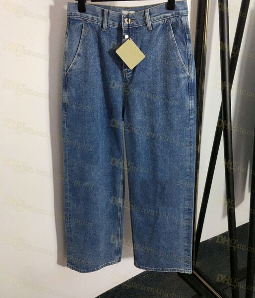 

women's jeans high waist street hollowed out patch embroidered logo decoration casual blue straight denim pants lo, Black