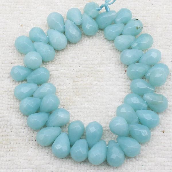 

crystal natural blue amazonite faceted 6x9mm drop beads 44pcs,beads for diy jewelry making ,we provide mixed wholesale for all items