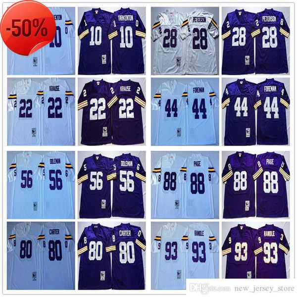 

football jerseys ncaa vintage mitchell and ness football 10 fran tarkenton jerseys 93 john randle 22 paul krause 28 adrian peterson 44 chuck, Black;red