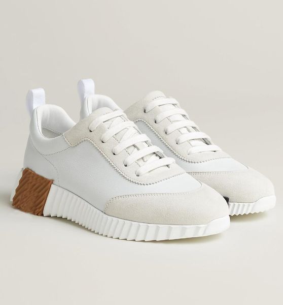 

2023s/s bouncing men sneakers shoes low calfskin suede goatskin light sole trainers nappa leather lace-up rubber tread sole comfort walking, Black