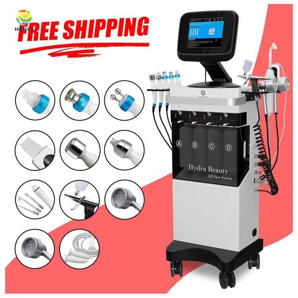 

13 in 1 multifunctional rf dermabrasion jet peeling ultrasonic skin scrubber hydrating oxygen facial care machine with sprayer
