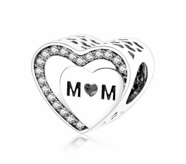 

mothers day gift tribute to mom charms beads authentic 925 sterling silver heart beads for diy brand bracelets fashion jewelry acc8170475, Black
