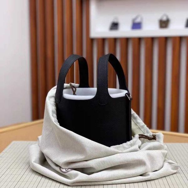 

leather original quality handbag hemees picotins designer bags star same style h food basket bucket bag line original togo leather fashion c