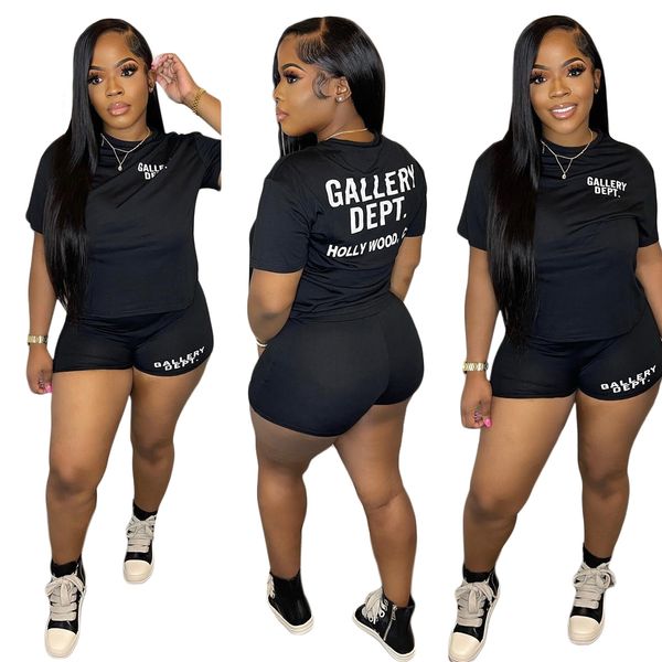 

2023 summer new black offset round neck youth short sleeve shorts slim women's 2 piece regular sportswear casual everyday, White