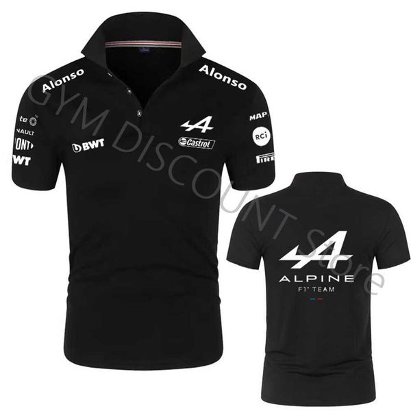 

men's polos 2023 formula one racer alonso f1 alpine team racing fans short-sleeve men/women polo shirt oversized t-shirt, White;black