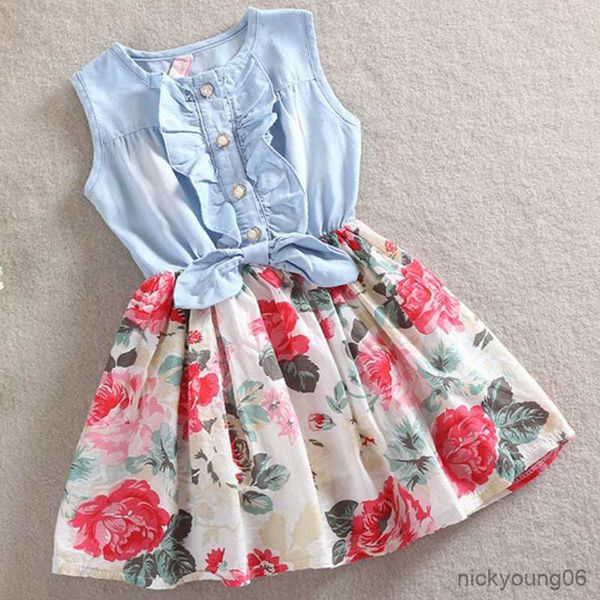 

girl's dresses girls dress 2023 spring and summer new season korean-style floral blossom in field mini r230612, Red;yellow