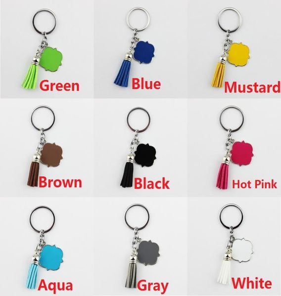 

enamel monogram blank velvet leather tassel key chain women bag pendant men car keychain quatrefoil monogrammed suede tassel keych9754329, Slivery;golden
