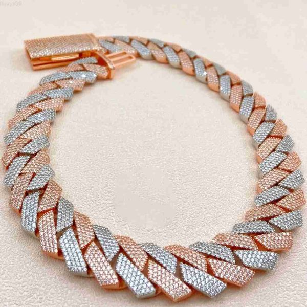 

iced out jewelry chains bling necklace 925 sterling silver hip hop men's luxury 20mm 4rows moissanite miami cuban link chain