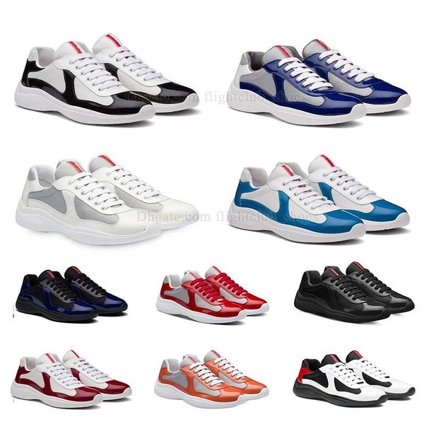 

2023 luxury running shoes designer sneakers america cup high low soft casual shoe black mesh lace-up flat prad prads dhgate outdoor runner t