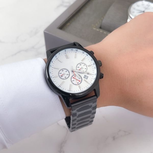 

new fashion men's watch leather tourbillon men's watch 316l steel belt quartz movement 42mm size watch, Slivery;brown
