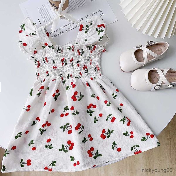 

girl's dresses girls dress summer new fly sleeve children's princess kids print beach vacation baby casual r230612, Red;yellow