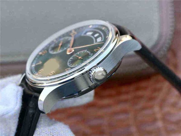 

designer luxury 44.2mm dial men's strap watches oemg iw52850 automatic cowhide mechanical green replica men mepn, Slivery;golden