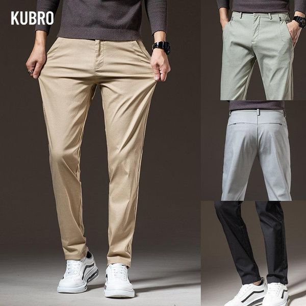 

pants kubro 2023 quality outwear sweatpants men's pants fashion casual traveling wide leg business office brand korean male trousers, Black