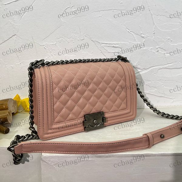 

designer womens shoulder bag cowhide clamshell caviar bag thick chain handbag crossbody bags boy caviar bag large capacity makeup case card