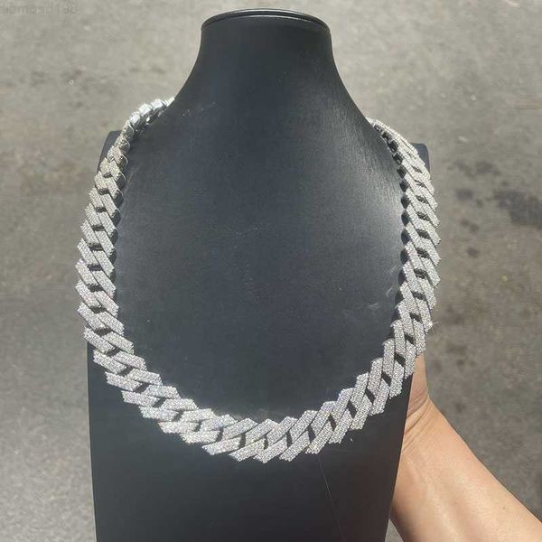 

heavy 20mm iced out lab diamonds hip hop vvs miami cuban link moissanite chain, Silver