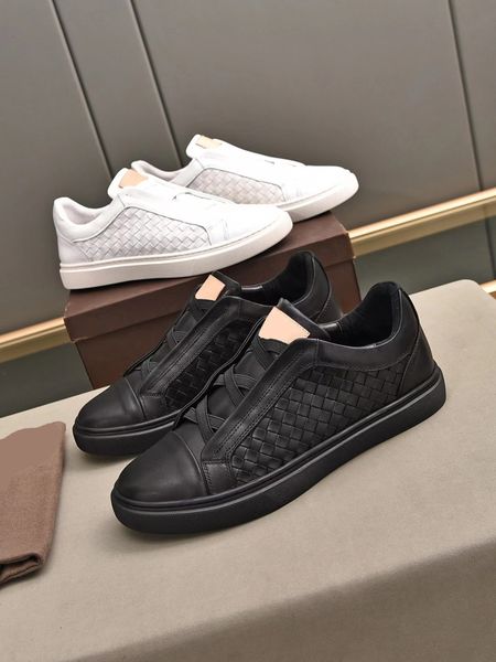 

designer spring leather hand-woven layer cowhide breathable small white shoes light luxury casual shoes in black and white 2 colors