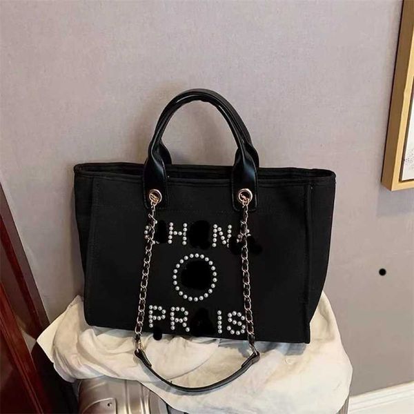 

tote bag fashion one shoulder crossbody bag edition solid color high capacity pearl canvas bag commuter bag 80% clearance sale