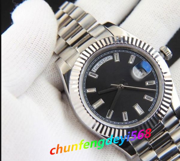 

classic series mens watches 41mm silver black diamonds dial 228238 228239 stainless steel bracelet mechanical automatic sapphire men's, Slivery;brown