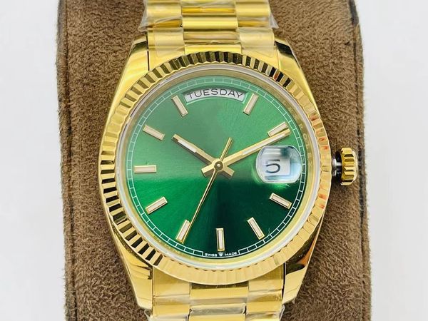 

with original box high-quality luxury watch 41mm president datejust sapphire glass asia 2813 movement mechanical automatic green dail mens w, Slivery;brown