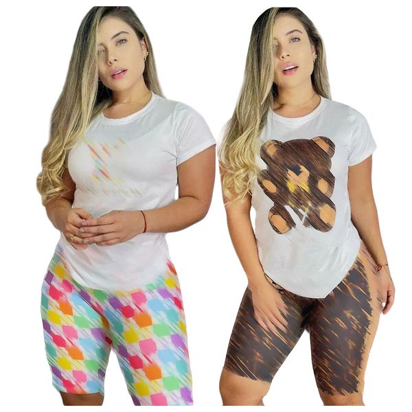 

2023 designer brand women's tracksuits summer 2 piece outfits letters pritning crop short sleeve shirt shorts casual sports suits whole, Gray