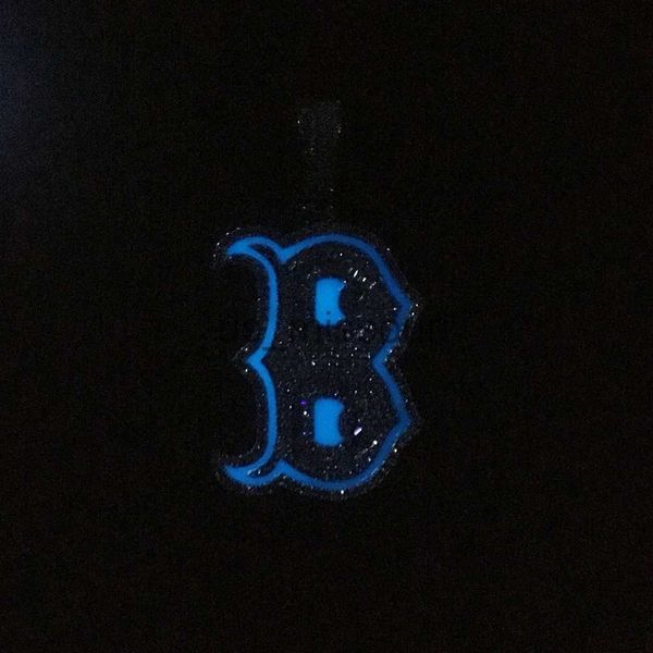 

pendant necklaces hip hop iced out letter b pendant necklace noctilucent silver plated with rope chain for men women j230612