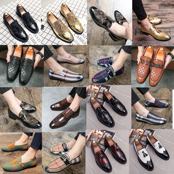 

luxury brand leffer shoes oxford shoes colour blocking dress shoes casual fashion professional banquet retro classic pointed toe brogue leat, Black