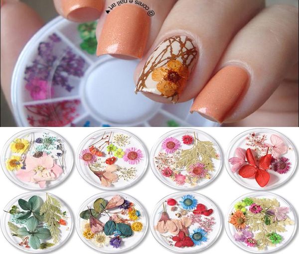 

selling 1 box 3d nail art decorations pink yellow purple nail colorful preserved fresh dried flowers diy design accessories na5794625, Black