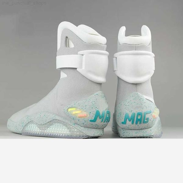 

automatic laces air mag sneakers marty mcfly's led shoes back to the future glow in the dark gray boots mcflys sneakers with box qu us, Black