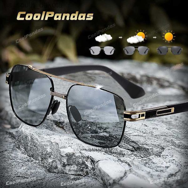 

coolpandas sunglasses polarized men women pchromic uv400 protection driving sun glasses chameleon lens l230523, White;black