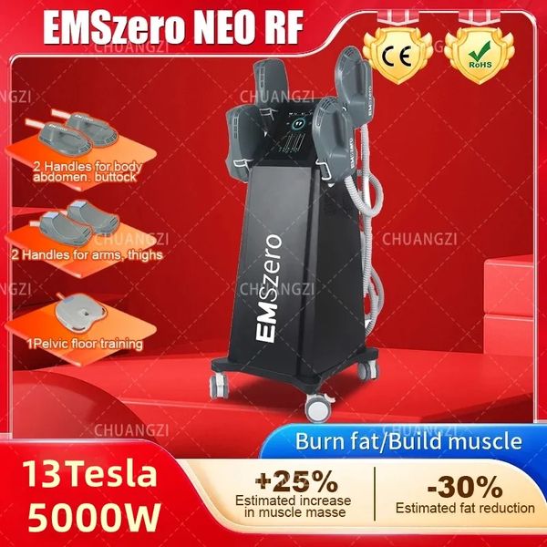 

new in dls-emslim hi-emt neo emszero machine 13 tesla 5000w 4 handle rf electromagnetic building muscle stimulator