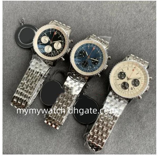 

bls maker watches 43mm navitimer b01 chronograph working transparent cal.01 7750 movement mechanical automatic mens watch men's sapphir, Slivery;brown